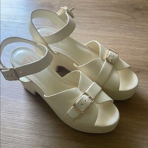 Charlotte Stone Cream Platform Sandals with Buckle